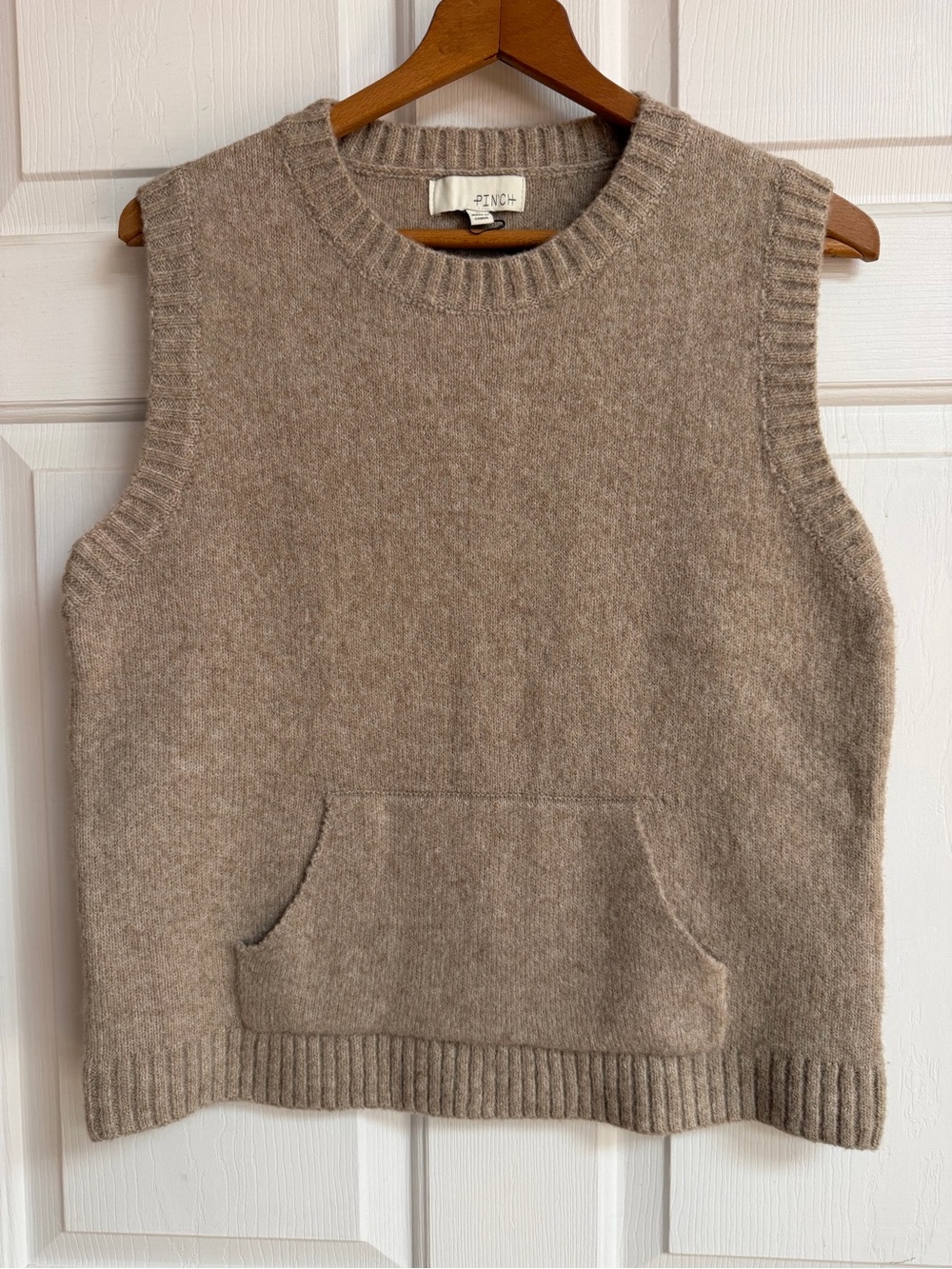 Pinch Taupe Crewneck Sleeveless Knit Sweater Vest